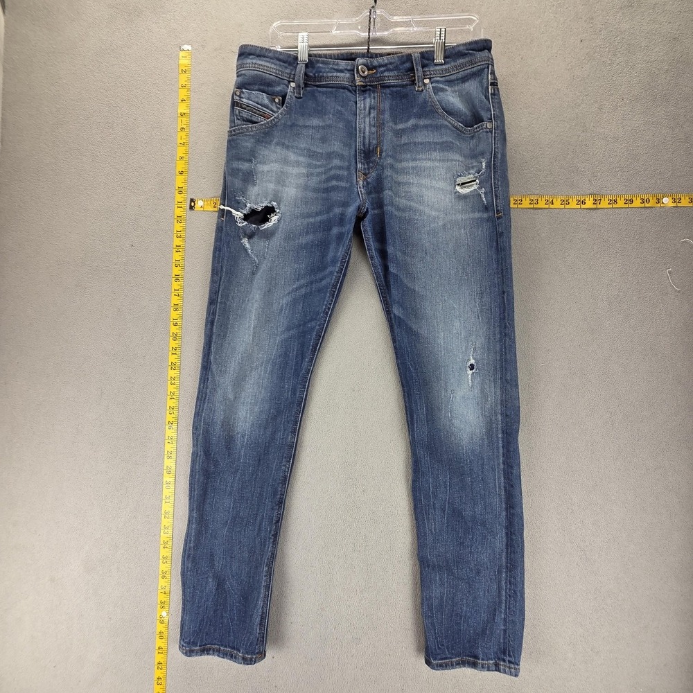 Diesel Jeans Mens 31x30 Blue‎ Krayver Regular Slim Carrot Thrashed R6DZ4